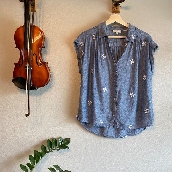 Lucky Brand Tops - Lucky Brand Embroidered Blouse in Blue